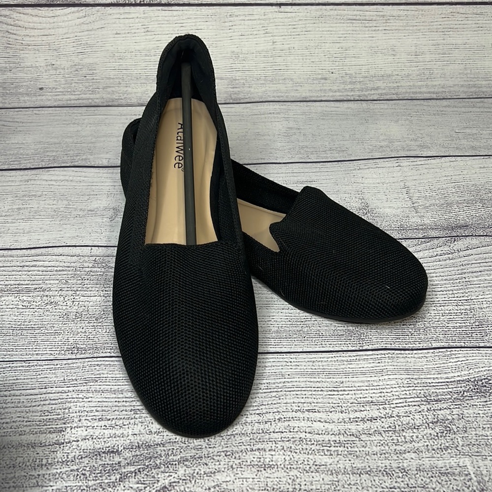 Black Knit Wide Flats